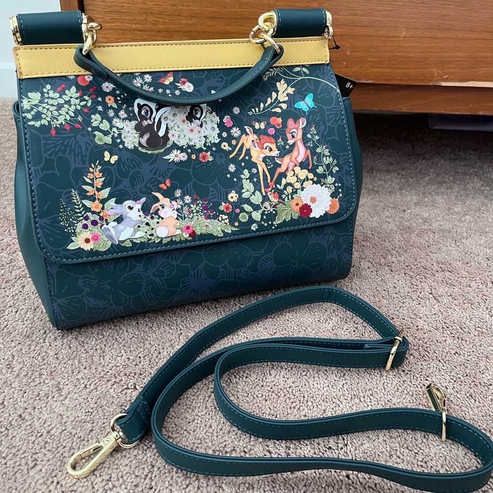Loungefly Disney Bambi Shoulder Bag - Green and Yellow - Picture 3 of 7